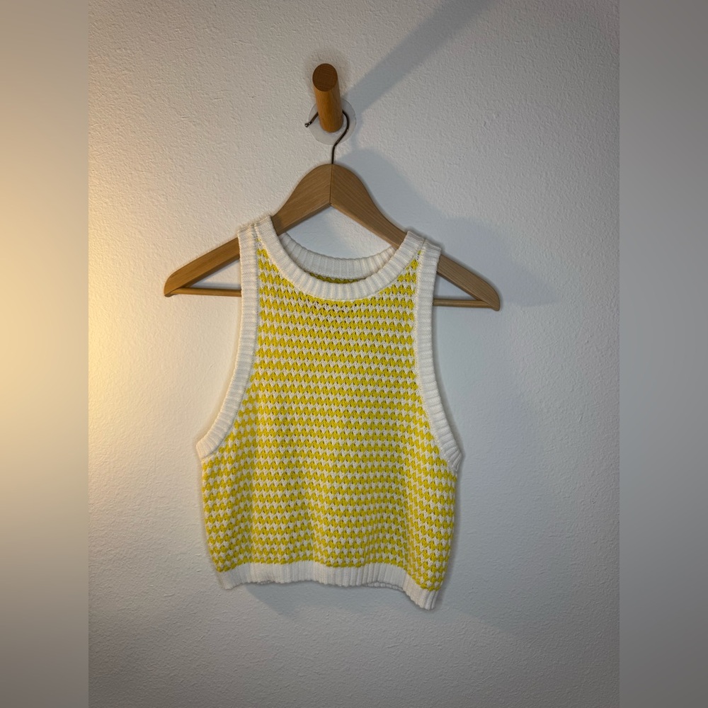 100% Cotton Yellow and White Knit Tank Top